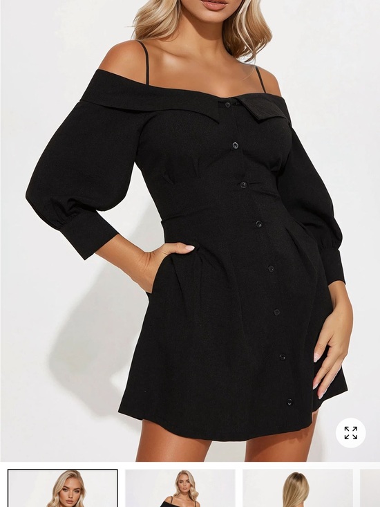 Fashion Nova Dresses & Skirts - Black mini dresss off shoulder with sleeves